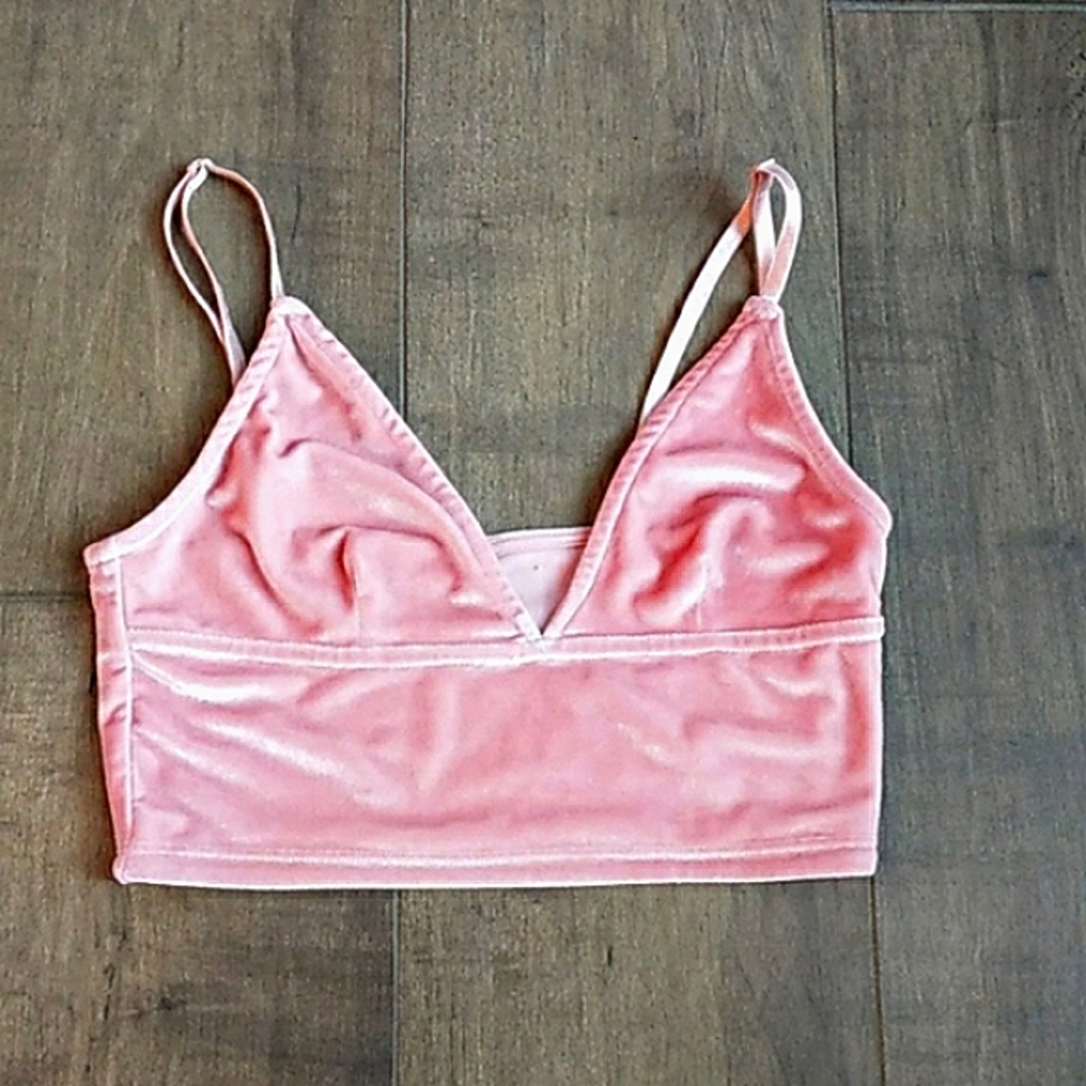 VTG VELVET BLUSH CROP TOP S
